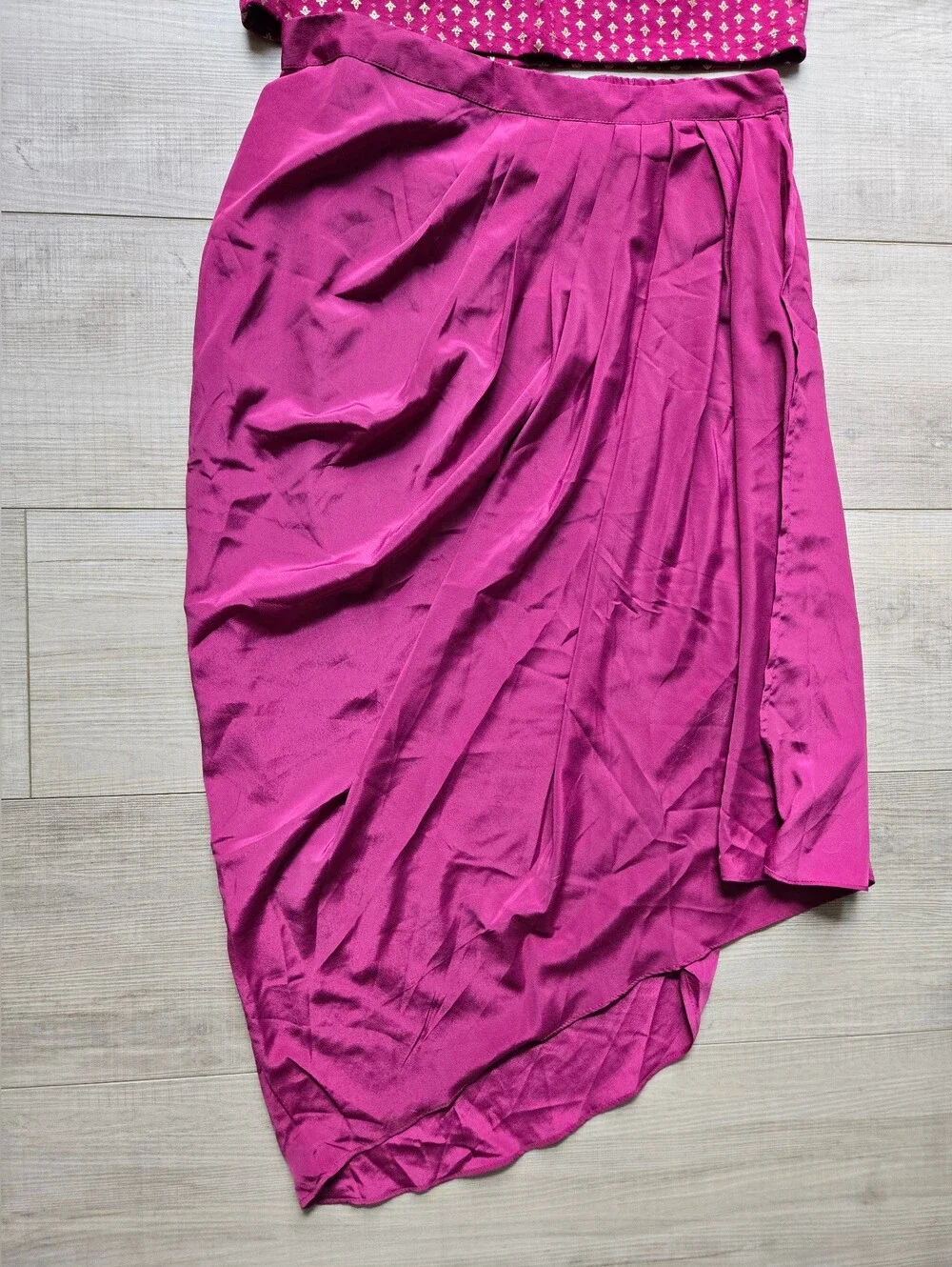 Global Desi Magenta Embellished Open-Front Cape and Dress Lengha Set